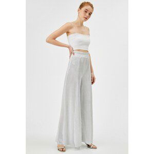 Koton Women's Gray Metallic Wide Leg Pants