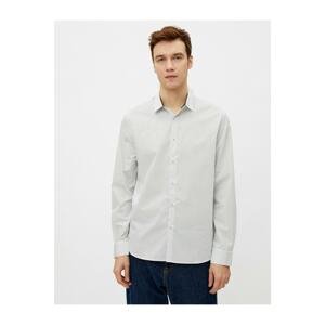 Koton Men's Striped Classic Collar Long Sleeve Cotton Shirt