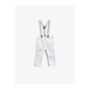 Koton Baby Girl White Suspended Trousers Pocket Cotton