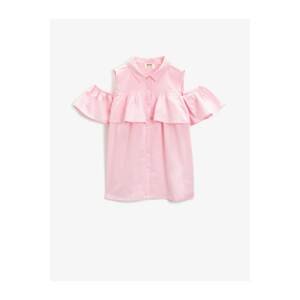 Koton Girl's Pink Ruffle Off Shoulder Short Sleeve Shirt