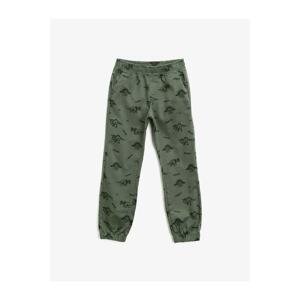 Koton Boy Green Cotton Dinosaur Printed Sweatpants