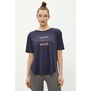 Koton Women's Navy Blue Printed Tshirt