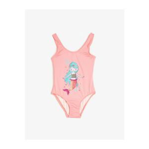 Koton Girl's Pink Printed Swimsuit