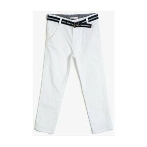 Koton Boy White Chino Cut Belted Cotton Trousers