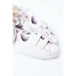 Children's Velcro Sneakers White-Pink Cute Girl