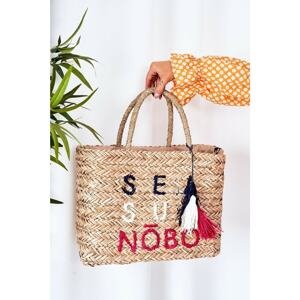 Braided Shopper Beach Bag NOBO XK00410 Beige