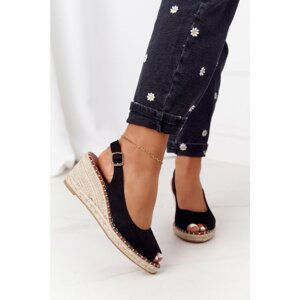 Braided Wedge Sandals Black Las Palomas