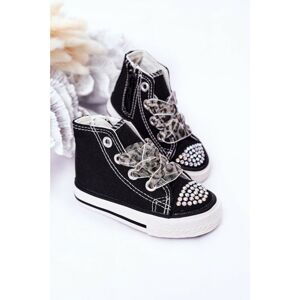 Children's Sneakers With Cubic Zirconia Black Smile