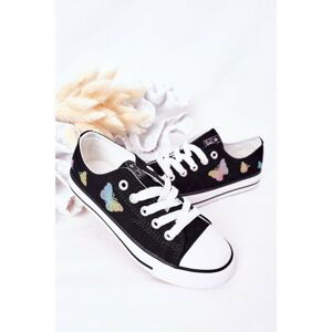 Children's Sneakers With Butterflies Black Fairytale