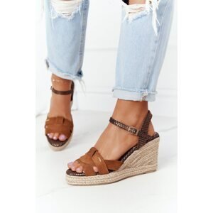 Leather Wedge Sandals Big Star HH274377 Brown