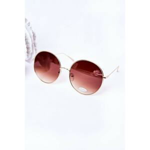 Gold Round Sunglasses With Brown Ombre Lenses