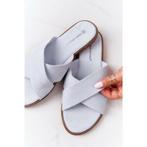 Women's Suede Slippers Light Blue Edesa