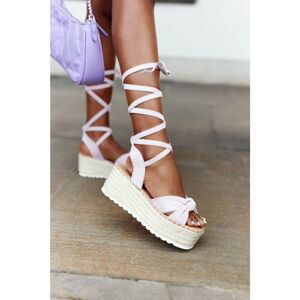 Lace-up Sandals On A Braided Platform Purple La Palma