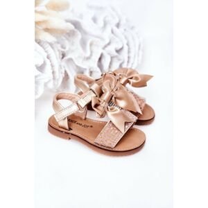 Children's Sandals With Bow Gold Beebee