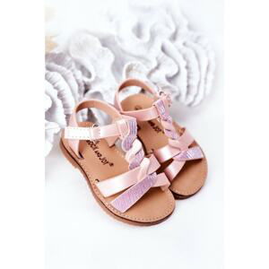 Children's Sandals With Glitter Pink Batilda