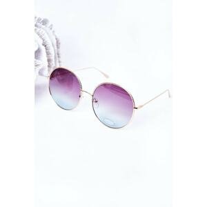 Gold Round Sunglasses With Pink-Blue Ombre Lenses
