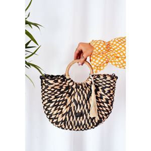 Braided Handbag Basket NOBO XK0490 Beige-Black