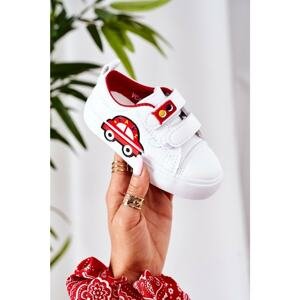 Children's sneakers with Velcro white-red taxi