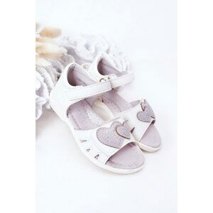 Children's Velcro sandals white My Heart