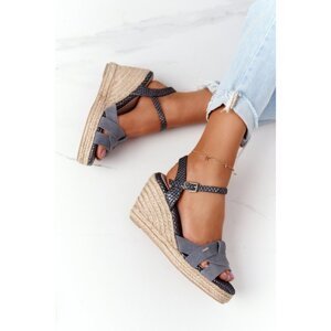Leather Wedge Sandals Big Star HH274378 Silver