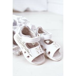 Children's Leather Velcro Sandals White Meera