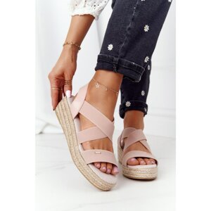 Wedge Sandals With Drawstring Big Star HH274413 Pink