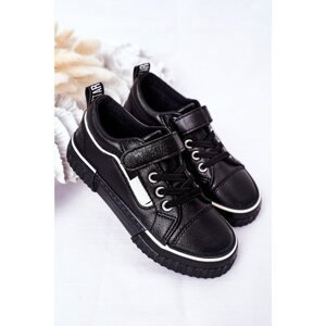 Children's Leather Sneakers With Velcro BIG STAR HH374029 Black