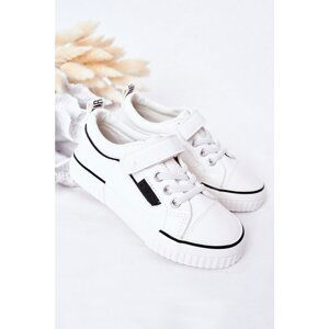 Children's Leather Sneakers With Velcro BIG STAR HH374028 White