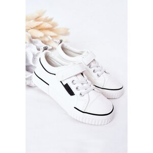Children's Leather Sneakers With Velcro BIG STAR HH374028 White