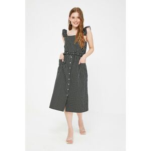 Trendyol Black Striped Frilly Dress