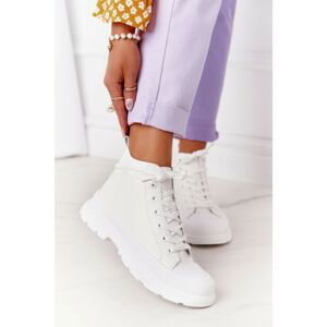 Women's Leather Sneakers On A Chunky Sole White Trissy