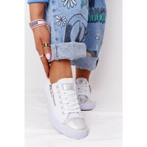 Women's Sneakers With A Zipper White-Silver Festival