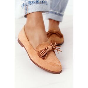 Suede Women's Loafers With Fringes Camel Alicante