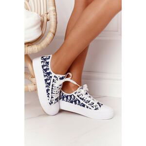 Women's Logged Sneakers White-Dark Blue Daphne