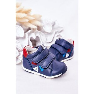 Children's Leather Shoes With Velcro Navy Blue Milo