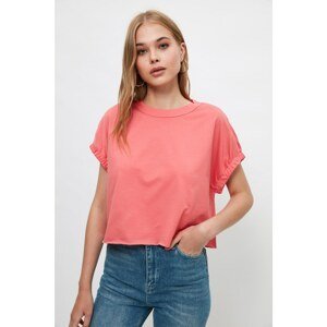 Trendyol Pink Crop Knitted T-Shirt