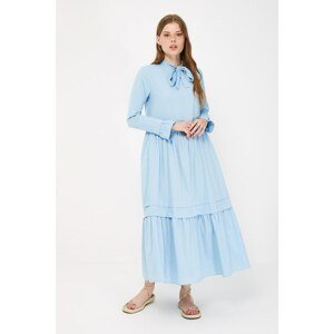 Trendyol Blue Scarf Collar Dress
