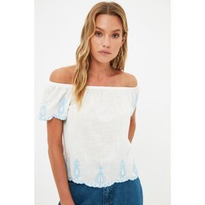 Trendyol White Embroidered Blouse