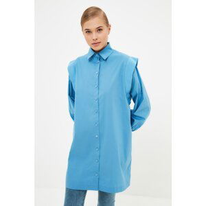 Trendyol Blue Shirt Collar Tunic