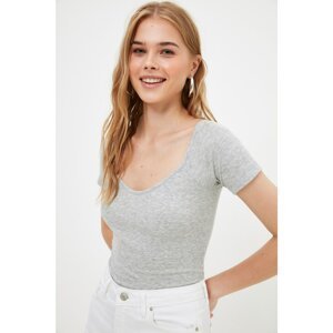 Trendyol Gray Fitted Knitted Blouse
