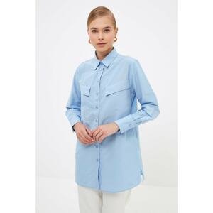 Trendyol Blue Shirt Collar Tunic