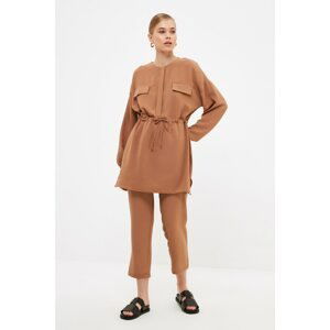 Trendyol Brown Pocket Detailed Bottom-Top Set