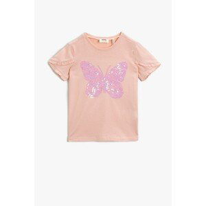 Koton Girl Sequin T-Shirt Ruffled Cotton