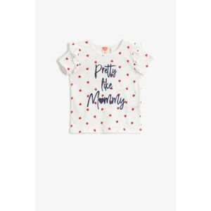 Koton Baby Girl Ecru Patterned Printed T-Shirt