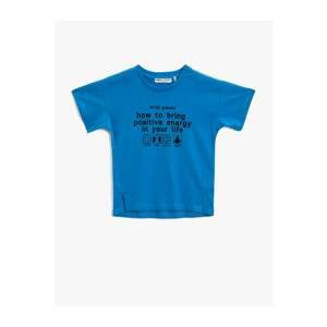 Koton Boy's Open Indigo Respect Life Printed T-shirt