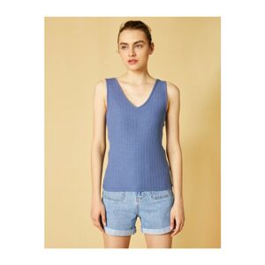 Koton Women's Blue V-Neck Singlet