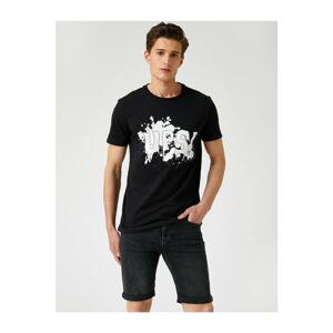 Koton Men's Printed T-Shirt Crew Neck Short Sleeve Cotton