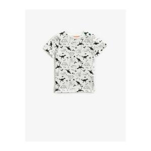 Koton Baby Boy White Printed Short Sleeve Cotton T-shirt