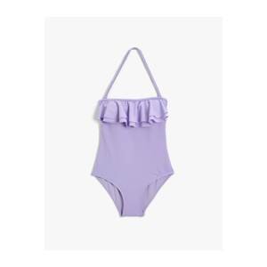Koton Women's Purple Ruffled Swimsuit