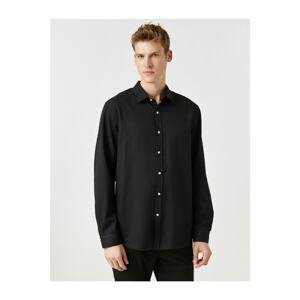 Koton Men's Black Long Sleeve Basic Shirt